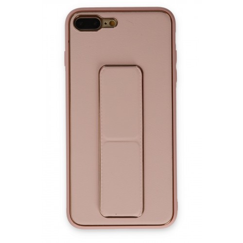 Newface iPhone 7 Plus Kılıf Coco Deri Standlı Kapak - Pembe