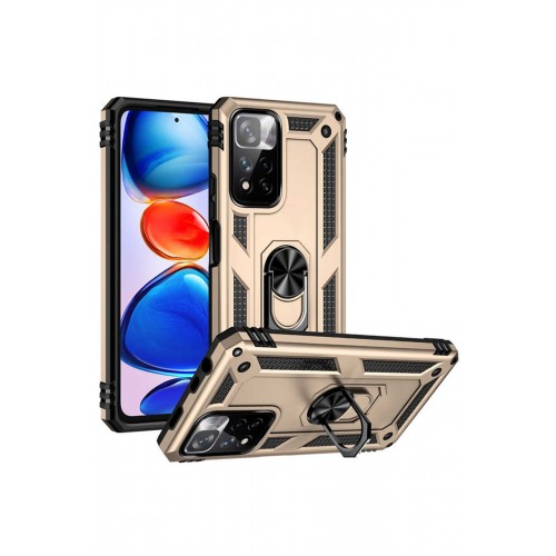 Newface Xiaomi Redmi Note 11 Pro Plus 5G Kılıf Sofya Yüzüklü Silikon Kapak - Gold