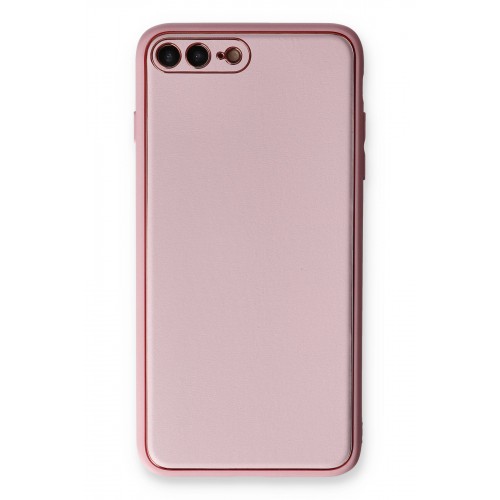 Newface iPhone 7 Plus Kılıf Coco Deri Silikon Kapak - Pudra