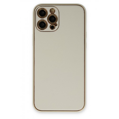 Newface iPhone 12 Pro Kılıf Coco Deri Silikon Kapak - Beyaz