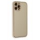 Newface iPhone 12 Pro Kılıf Coco Deri Silikon Kapak - Gold