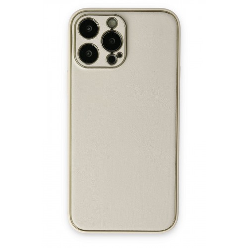 Newface iPhone 13 Pro Kılıf Coco Deri Silikon Kapak - Beyaz