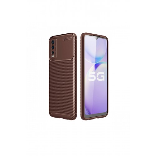 Newface Vivo Y20 Kılıf Focus Karbon Silikon - Kahverengi Newface Vivo Y20 Kılıf Focus Karbon Silikon - Kahverengi