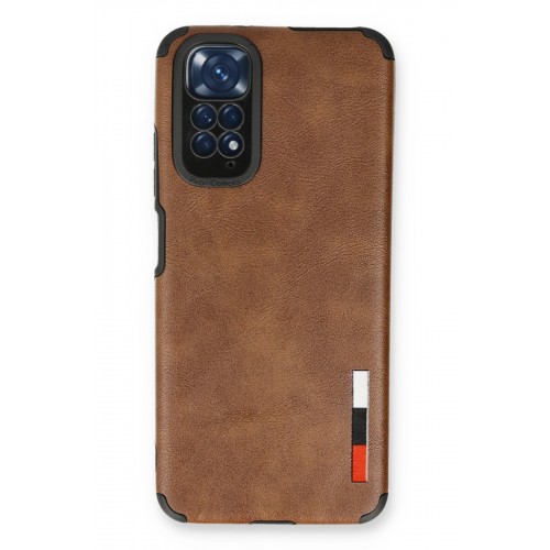 Newface Xiaomi Redmi Note 11 Kılıf Loop Deri Silikon - Kahverengi