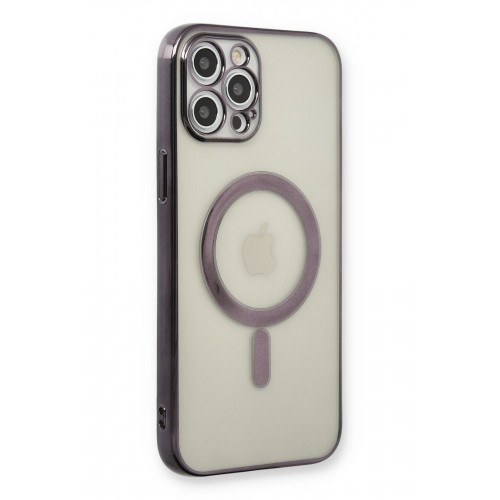 Newface iPhone 12 Pro Max Kılıf Magneticsafe Lazer Silikon - Siyah