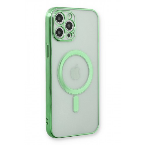 Newface iPhone 12 Pro Kılıf Magneticsafe Lazer Silikon - Haki Yeşil