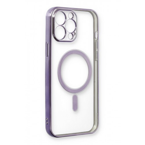 Newface iPhone 13 Pro Max Kılıf Magneticsafe Lazer Silikon - Mor Newface iPhone 13 Pro Max Kılıf Magneticsafe Lazer Silikon - Mor