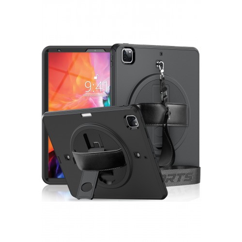 Newface iPad Pro 12.9 (2021) Kılıf Strap-C Otterbox Tablet Kapak - Siyah