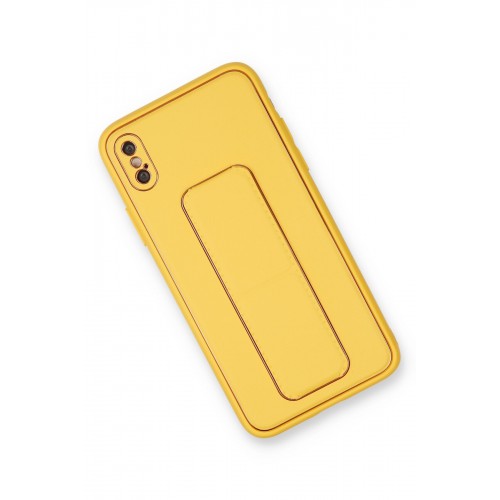 Newface iPhone X Kılıf Coco Deri Standlı Kapak - Sarı Newface iPhone X Kılıf Coco Deri Standlı Kapak - Sarı