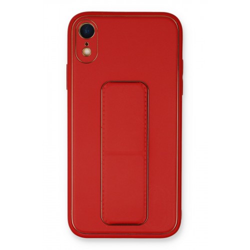 Newface iPhone XR Kılıf Coco Deri Standlı Kapak - Kırmızı
