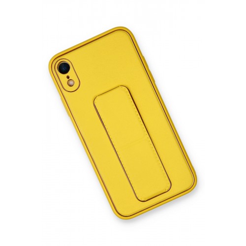Newface iPhone XR Kılıf Coco Deri Standlı Kapak - Sarı Newface iPhone XR Kılıf Coco Deri Standlı Kapak - Sarı