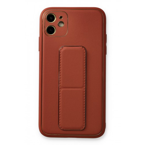 Newface iPhone 12 Kılıf Coco Deri Standlı Kapak - Fuşya