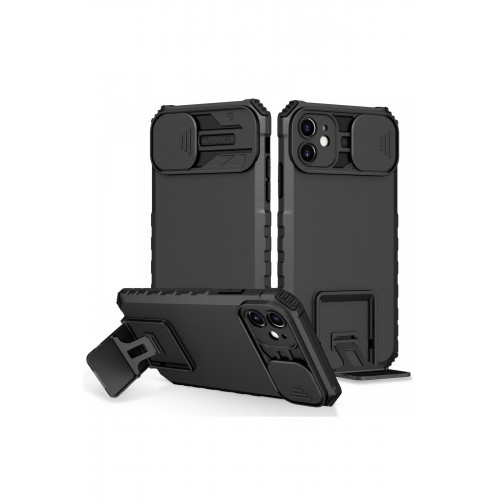 Newface iPhone 11 Kılıf Walker Standlı Kapak - Siyah Newface iPhone 11 Kılıf Walker Standlı Kapak - Siyah