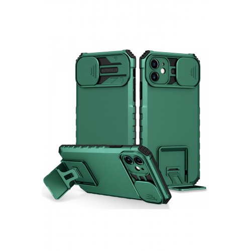 Newface iPhone 11 Kılıf Walker Standlı Kapak - Yeşil Newface iPhone 11 Kılıf Walker Standlı Kapak - Yeşil