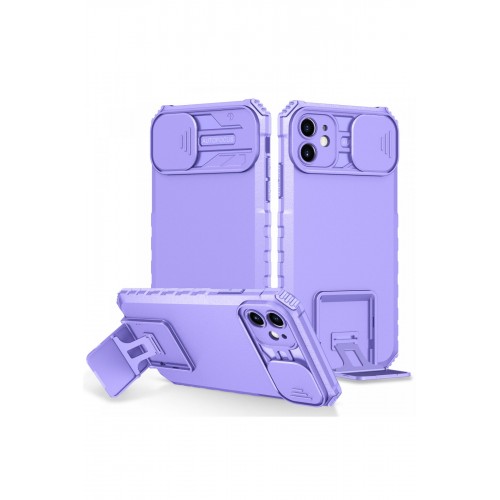 Newface iPhone 11 Kılıf Walker Standlı Kapak - Lila