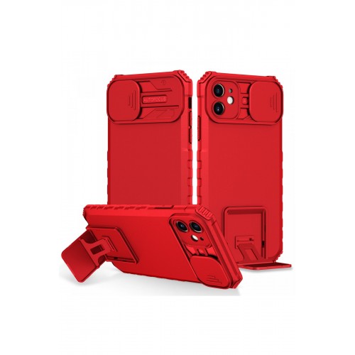 Newface iPhone 11 Kılıf Walker Standlı Kapak - Kırmızı Newface iPhone 11 Kılıf Walker Standlı Kapak - Kırmızı