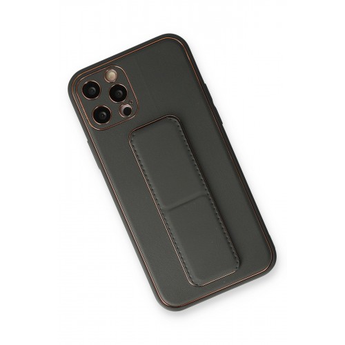 Newface iPhone 12 Pro Kılıf Coco Deri Standlı Kapak - Füme Newface iPhone 12 Pro Kılıf Coco Deri Standlı Kapak - Füme