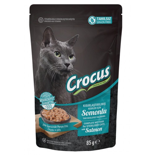 Crocus Tahılsız Kısırlaştırılmış Kedi Somonlupouch Jöleli Yaş Mama 85 G Crocus Tahılsız Kısırlaştırılmış Kedi Somonlupouch Jöleli Yaş Mama 85 G