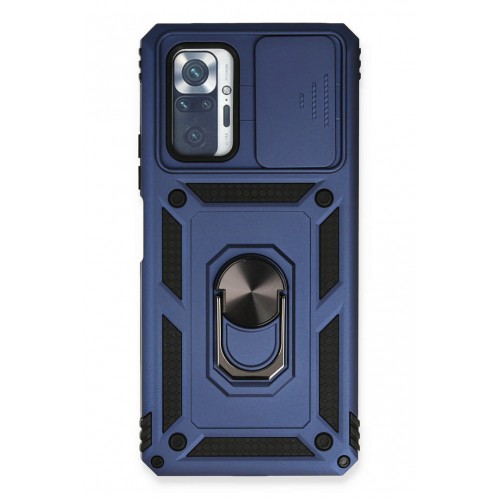 Newface Xiaomi Redmi Note 10 Pro Kılıf Pars Lens Yüzüklü Silikon - Lacivert