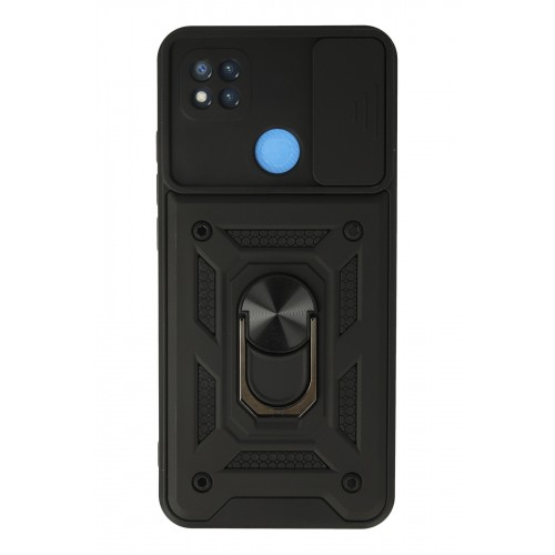 Newface Xiaomi Redmi 9C Kılıf Pars Lens Yüzüklü Silikon - Siyah