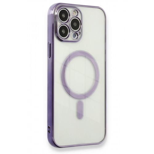 Newface iPhone 13 Pro Kılıf Magneticsafe Lazer Silikon - Mor