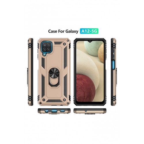 Newface Samsung Galaxy A12 Kılıf Sofya Yüzüklü Silikon Kapak - Gold Newface Samsung Galaxy A12 Kılıf Sofya Yüzüklü Silikon Kapak - Gold