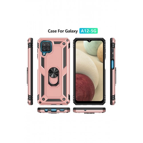Newface Samsung Galaxy A12 Kılıf Sofya Yüzüklü Silikon Kapak - Rose Newface Samsung Galaxy A12 Kılıf Sofya Yüzüklü Silikon Kapak - Rose